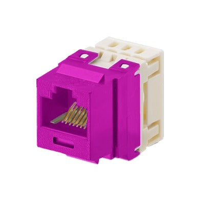 Conector Jack Estilo 110 (de Impacto), Tipo Keystone, Categoría 5e, de 8 posiciones y 8 cables, Color Violeta