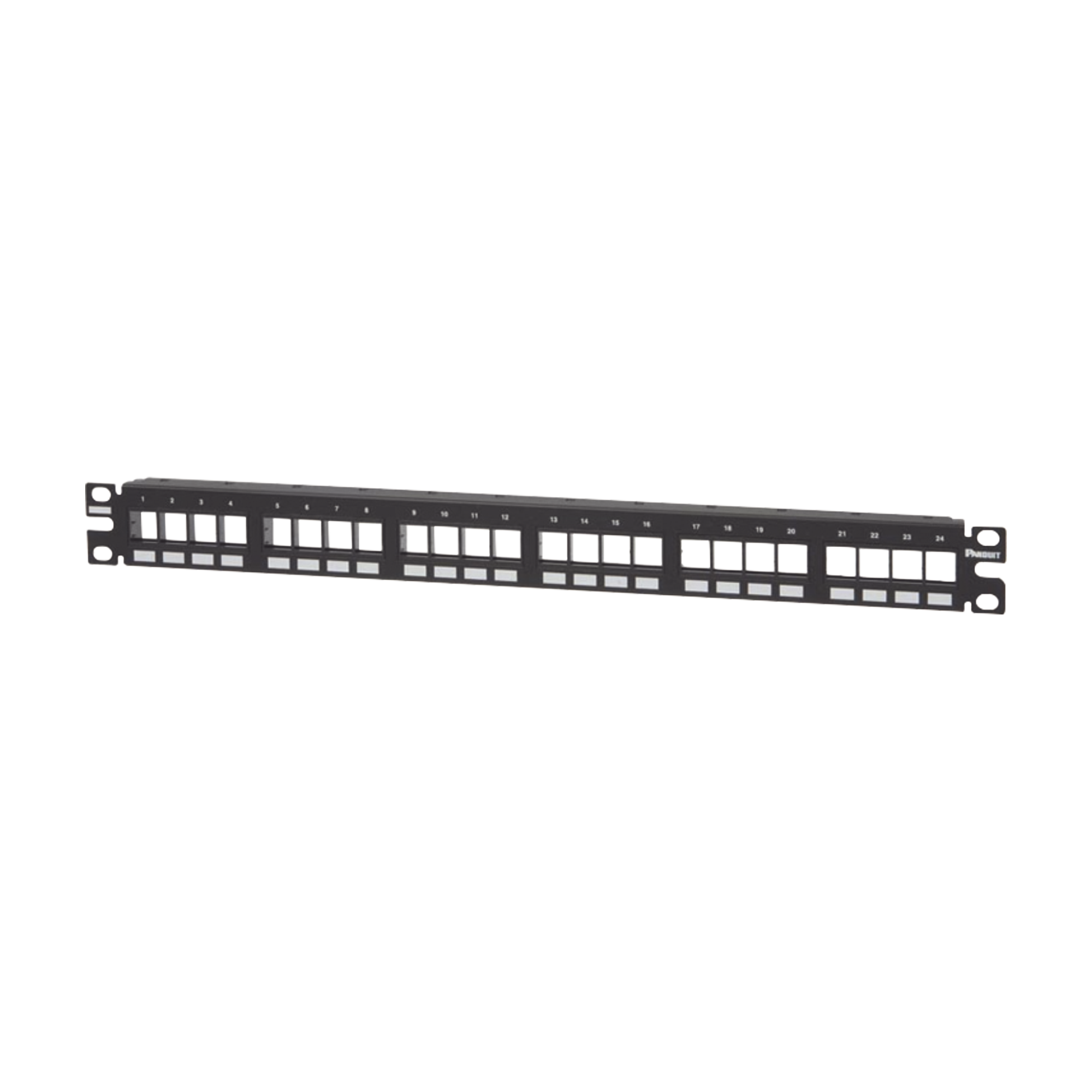 Panel de Parcheo Modular Keystone (Sin Conectores), Numerado y Espacio para Etiquetas, de 24 puertos, 1UR
