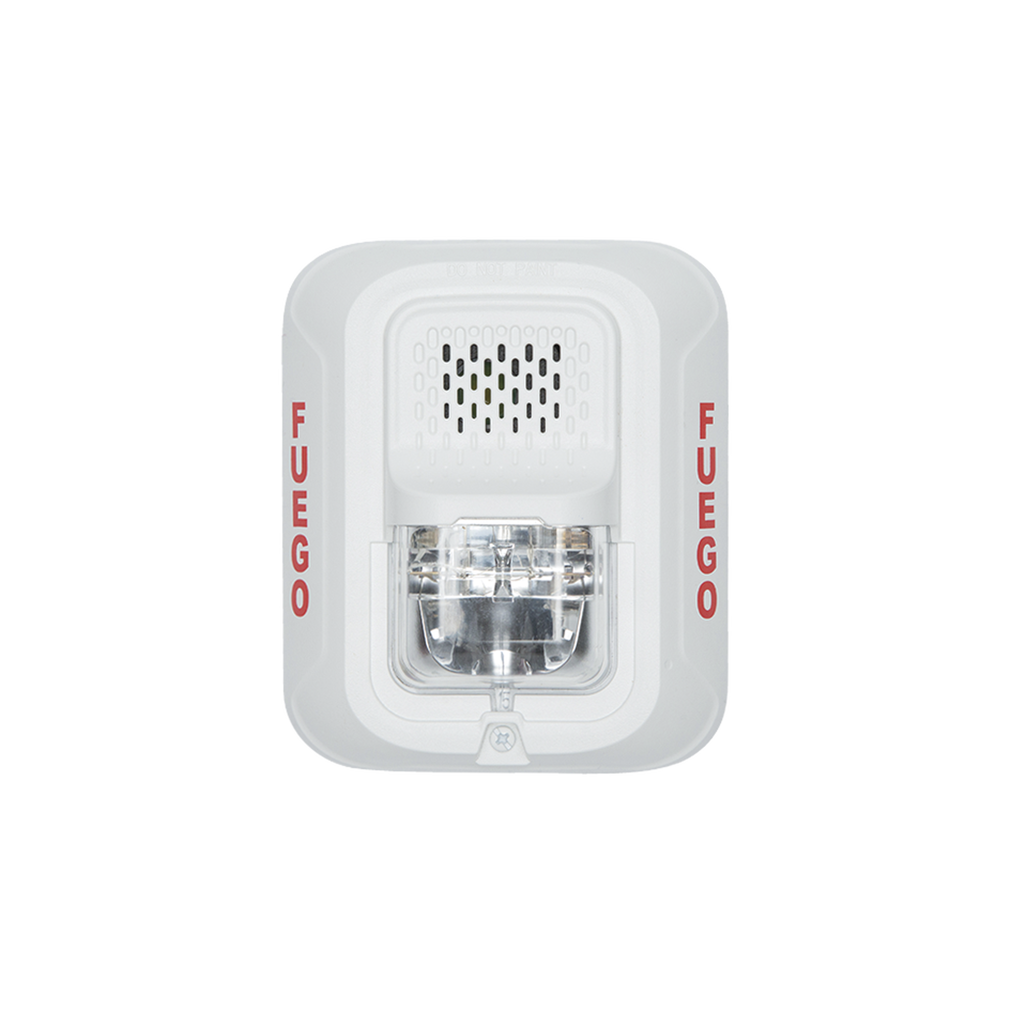 Sirena con Lámpara Estroboscópica a 2 Hilos, Montaje en Pared, Color Blanco, Configuración Estroboscópica Seleccionable y Texto en Español, Nuevo Diseño Moderno y Elegante y Menor Consumo de Corriente