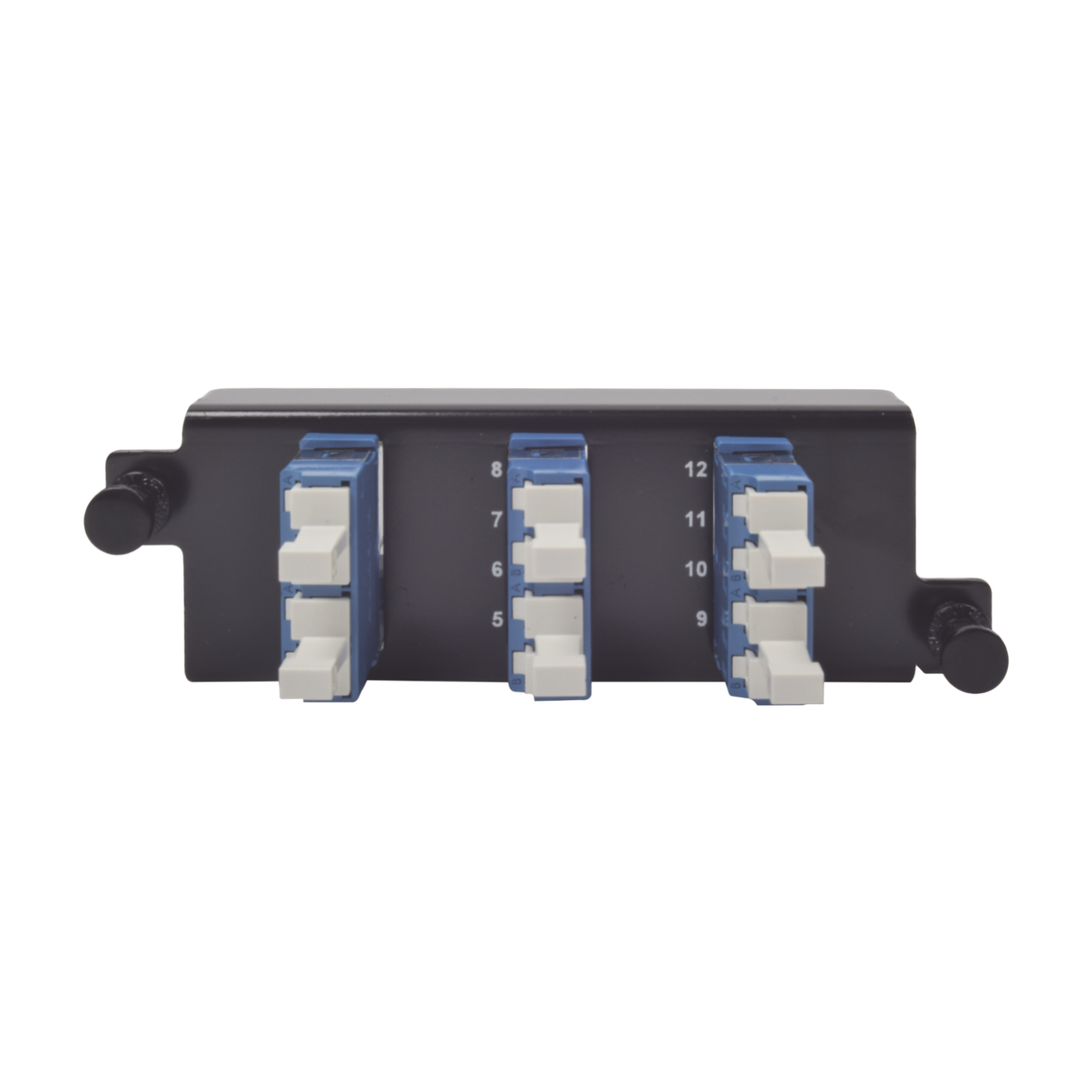 Placa acopladora de Fibra Óptica "Plug and Play", Con 6 Conectores LC Duplex (12 Fibras), Para Fibra Monomodo, Azul
