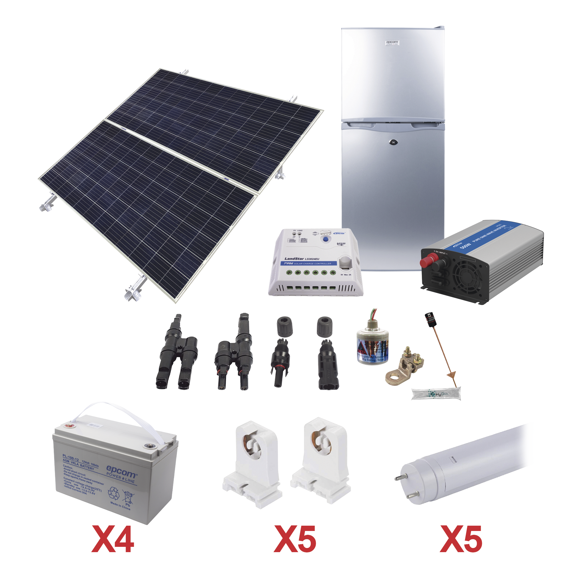 Kit de Energía Solar Para Refrigerador de 105 L e Iluminación Led de Alta Eficiencia Para Aplicaciones Aisladas de la Red Eléctrica