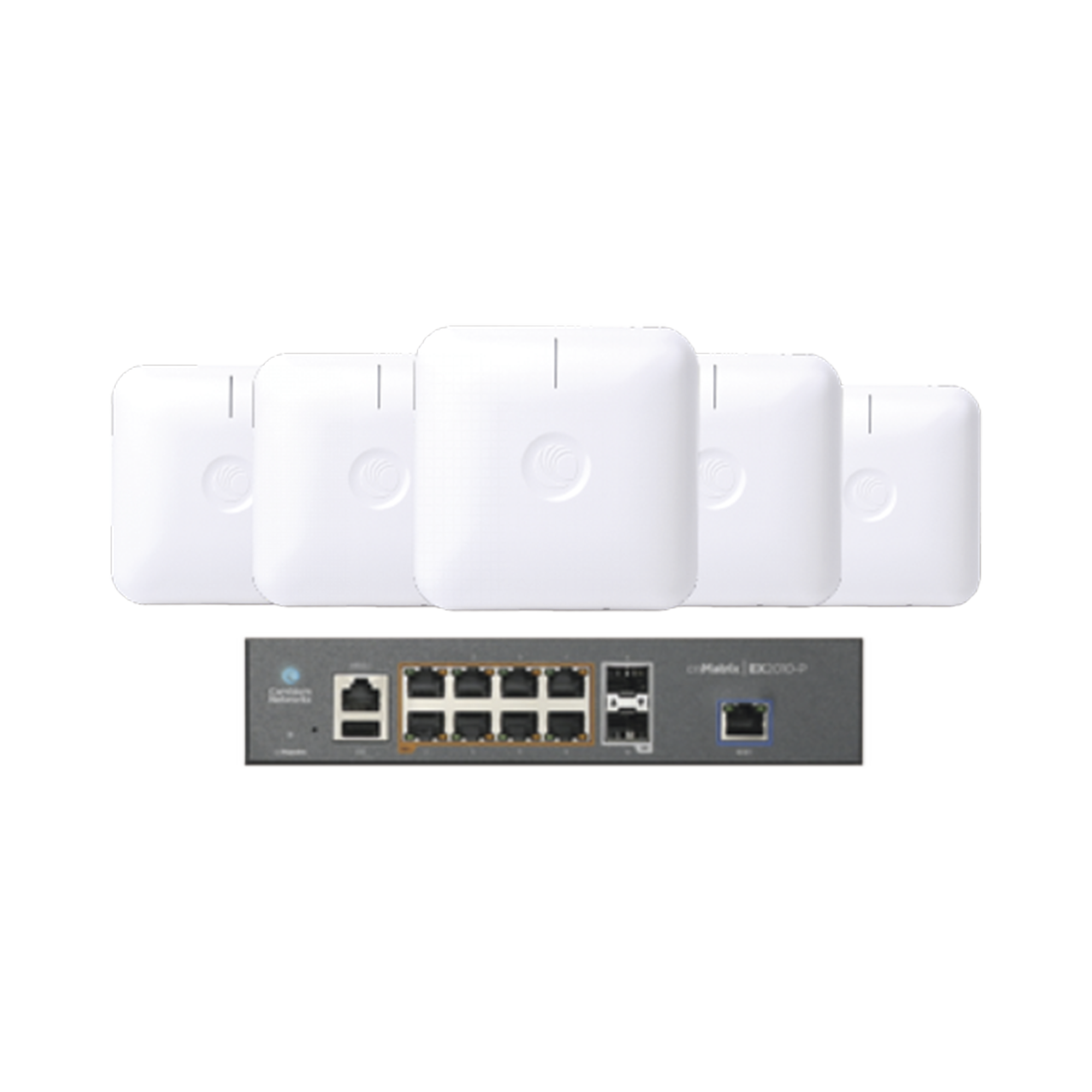 Starter Kit Wi-Fi Empresarial de 5 Access Point PLE410 y 1 Switch PoE EX2010P