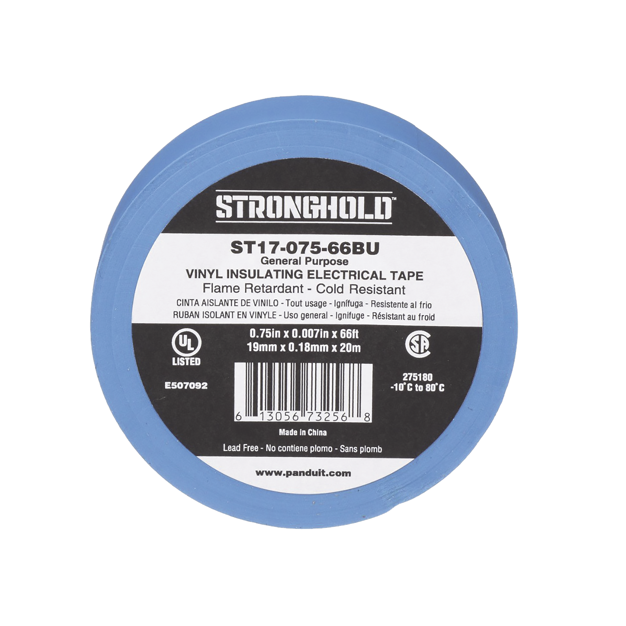 Cinta Eléctrica para Aislar, de PVC, Uso General, Grosor de 0.18mm (7 mil), Ancho de 19mm, y 20.12m de Largo, Color Azul