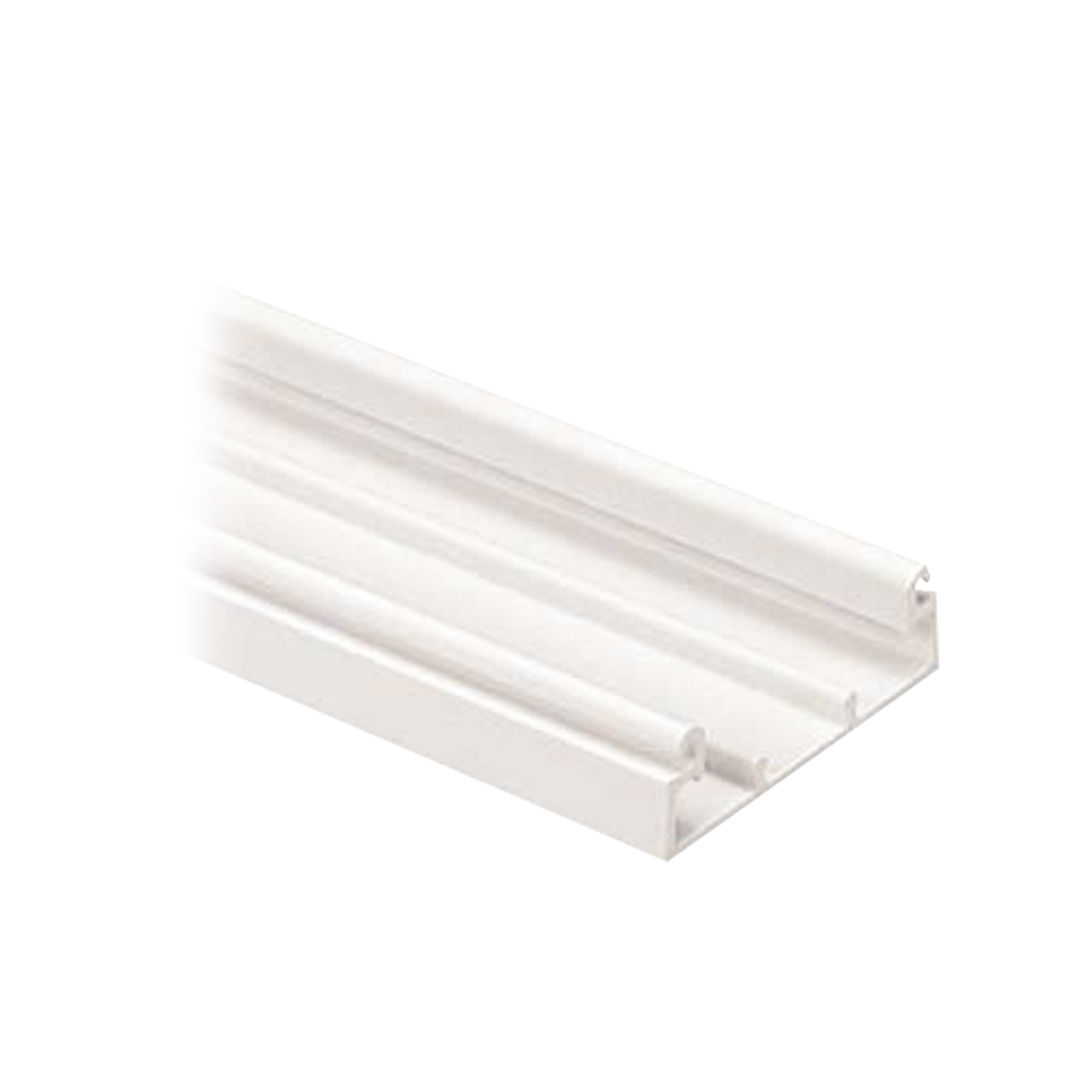 Base para canaleta T-45, de PVC rígido, con cinta adhesiva y orificios pre-perforados para montaje, 60.3 x 18.5 x 2400 mm, Color Blanco Mate