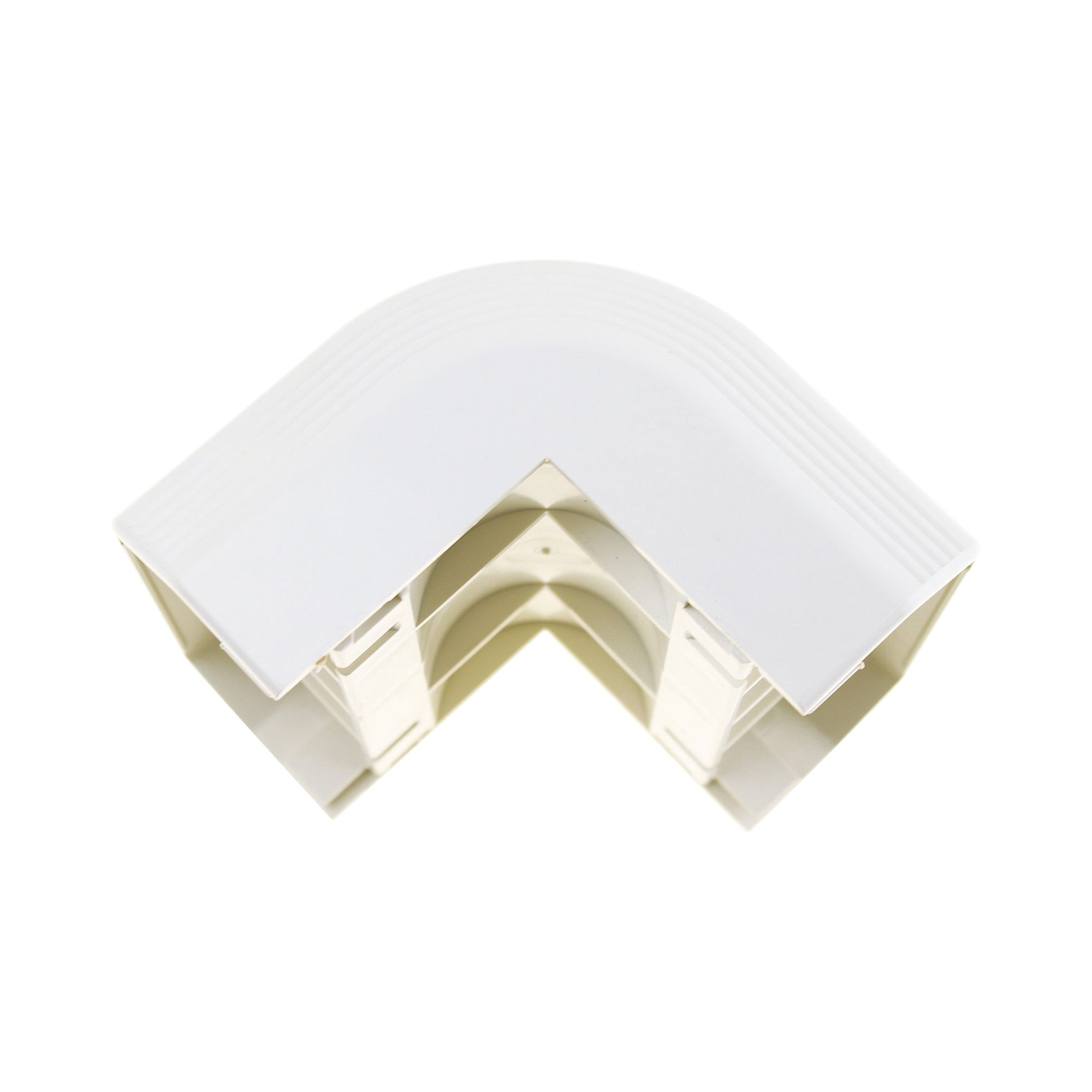 Esquinero exterior, para uso con canaleta T70, Material PVC Rígido, Color Blanco Mate