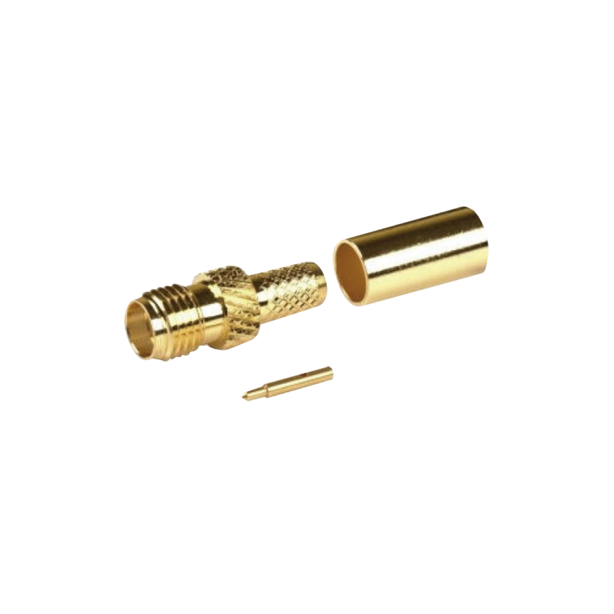 Conector SMA Hembra Inverso de Anillo Plegable para Cable RG-8/X, 9258, LMR-240, LMR-240UF,  LMR-LW240, Oro/Oro/Teflón.