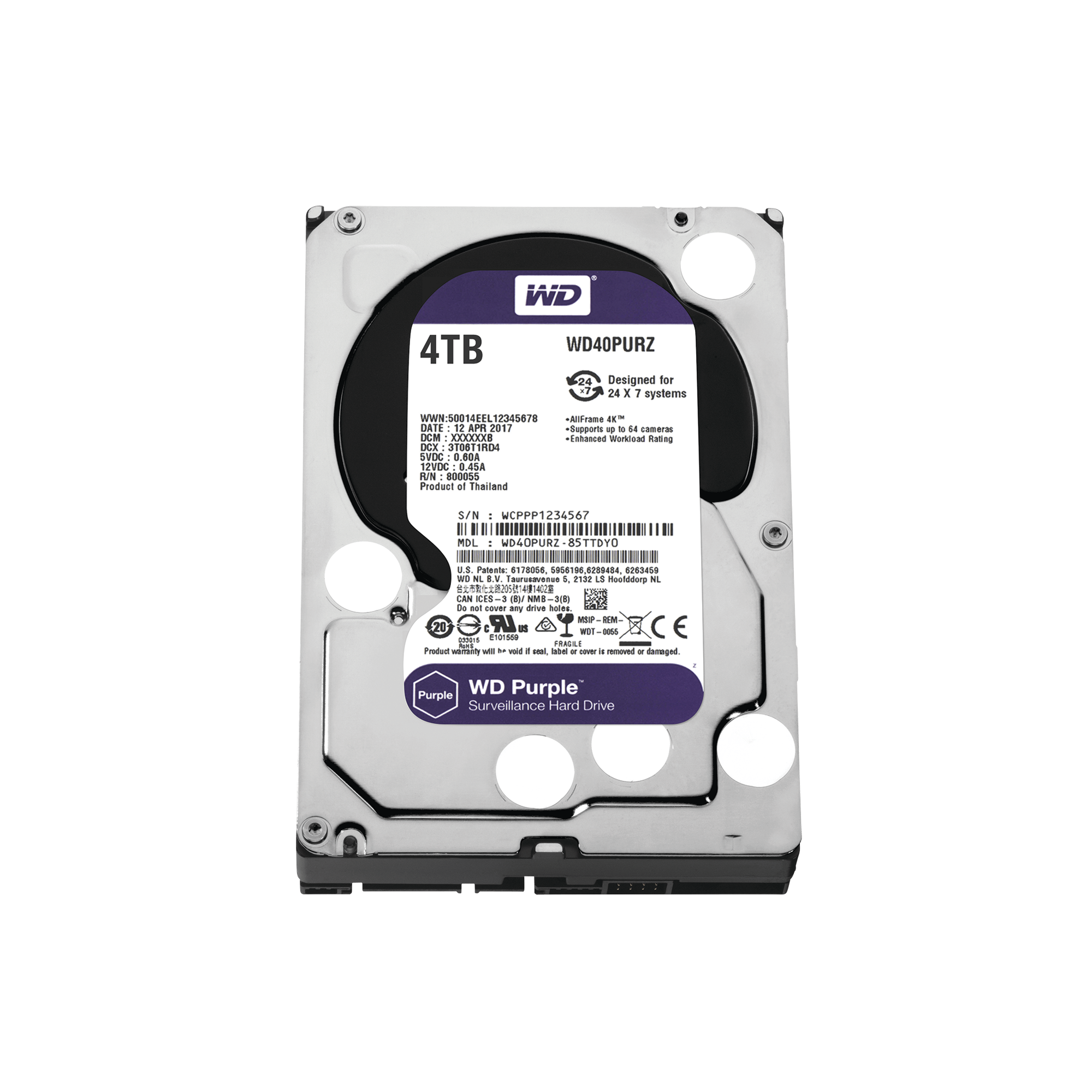 Disco Duro PURPLE de 4TB / 3 AÑOS DE GARANTÍA / Para Videovigilancia