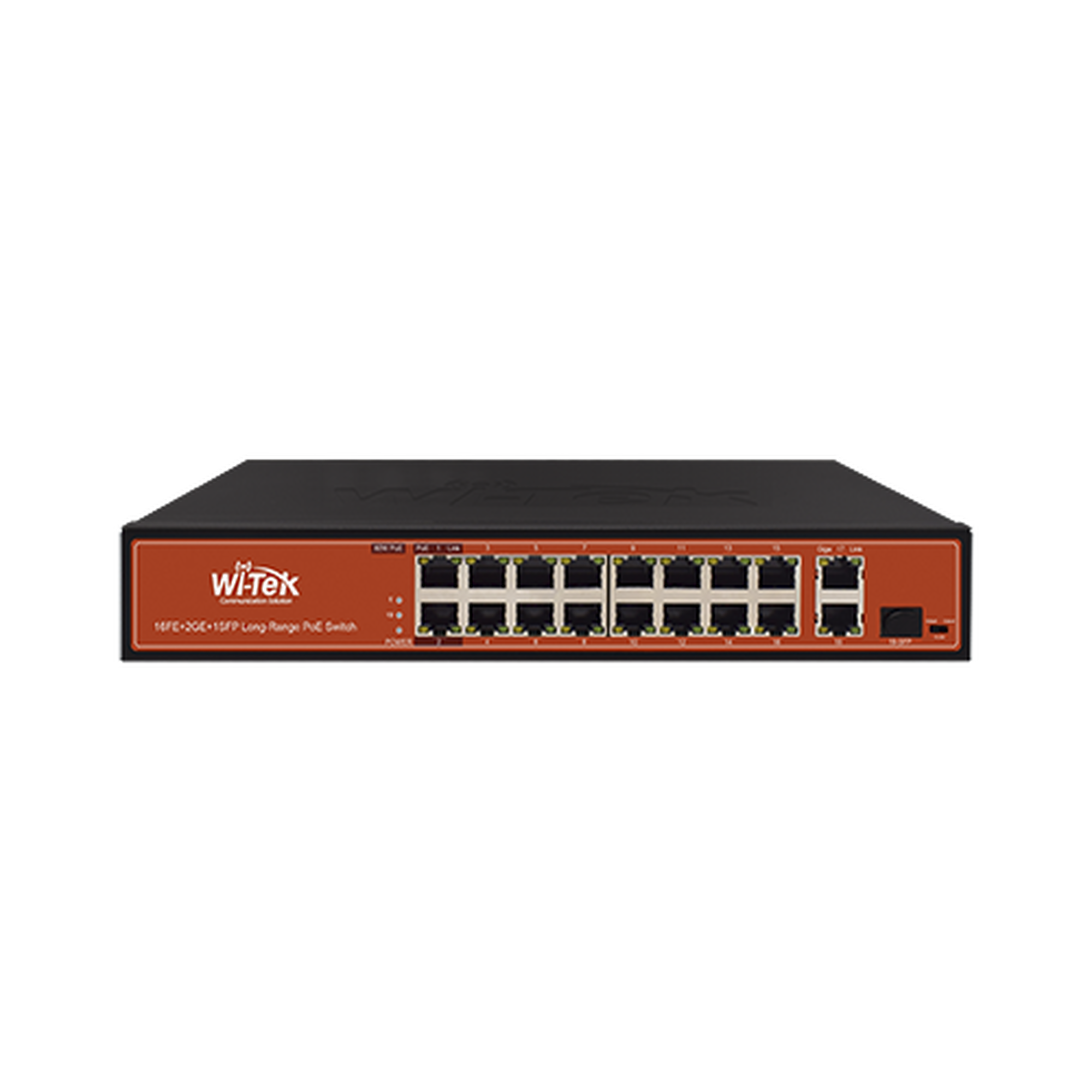 Switch PoE (802.3af/at/bt) no administrable de largo alcance, hasta 250m, 16 x 10/100Mbps (PoE) + 2 x 100/1000Mbps + 1 x SFP, 200 W