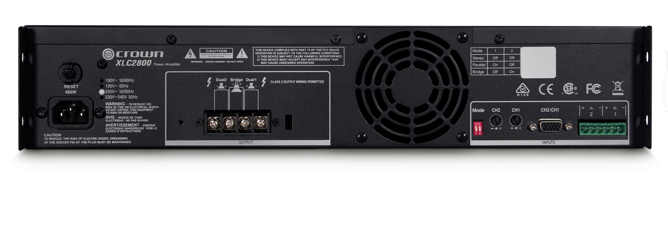 CROWN XLC 2800 Amplificador de potencia de dos canales, 800 W a 4 Ω
