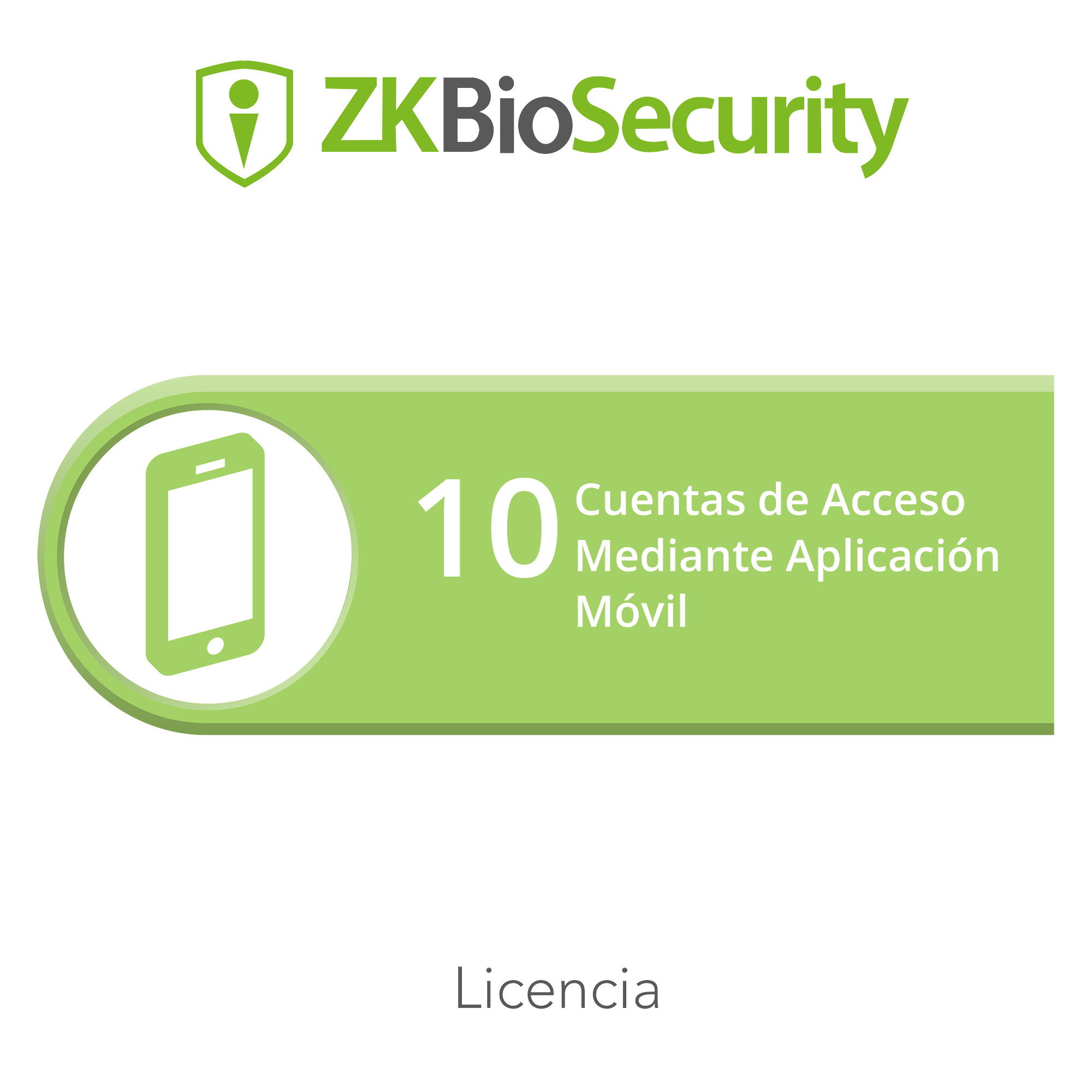 Licencia para ZKBiosecurity para 10 cuentas de acceso mediante aplicación móvil