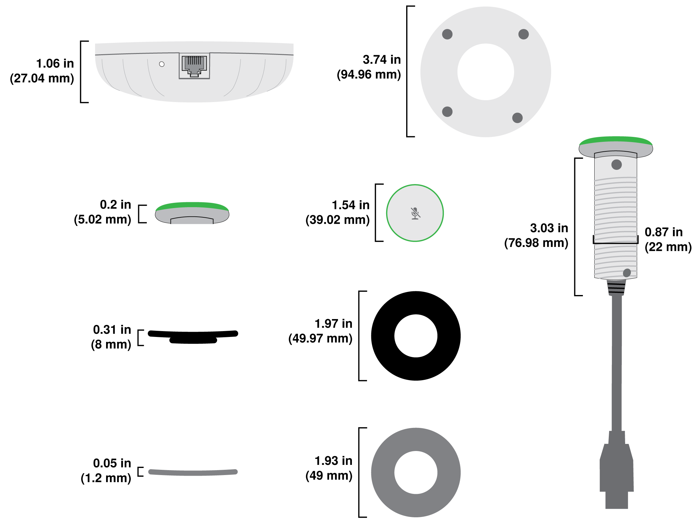 SHURE MXA-NMB Botón de silenciamiento en red compatible con Microflex Advance, Intellimix P300, Intellimix Room, ANIUSB-Matrix y MXN5-C