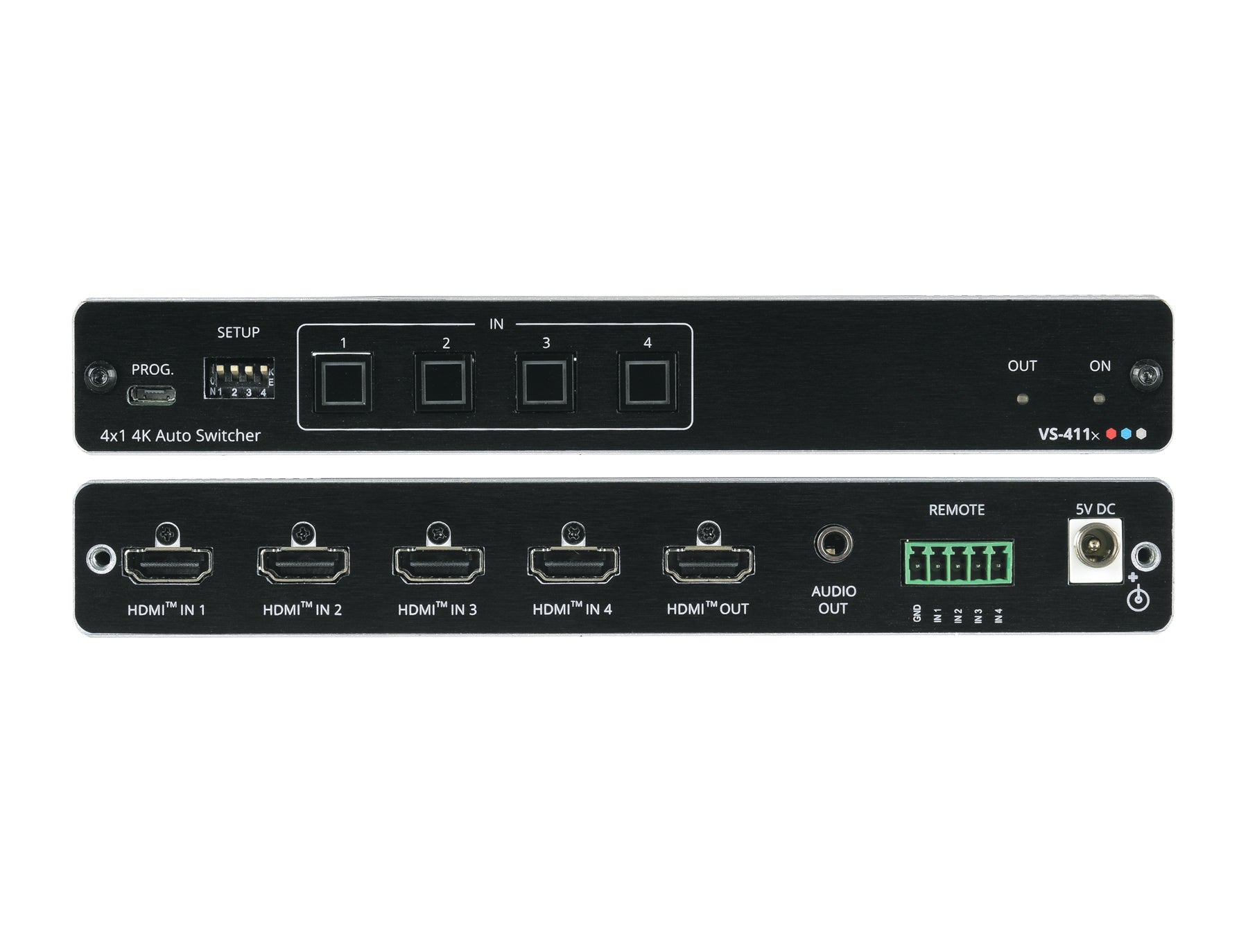 Kramer VS-411X Selector automático de 4X1 HDMI 4k, Conmutador Plug and Play, Resolución de hasta 4K a 60 Hz (4:4:4), Desincrustación de audio
