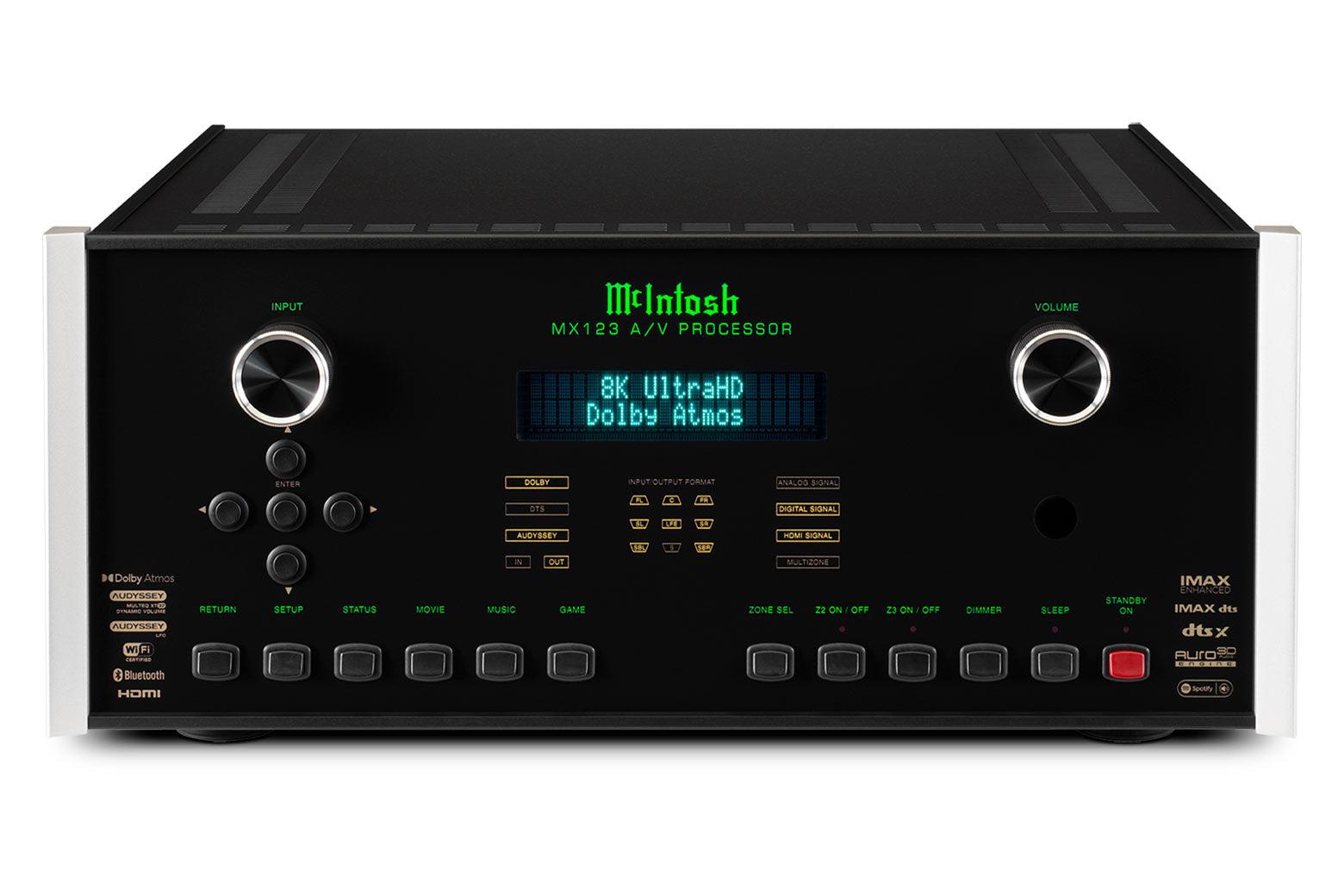 McIntosh MX123 Receptor de audio y video 10 entradas HDMI 4K y 8K, 2 salidas HDMI Dolby Atmos; EDT:X Pro; Auro-3D; IMAX. HDR. 13.2 Canales de audio