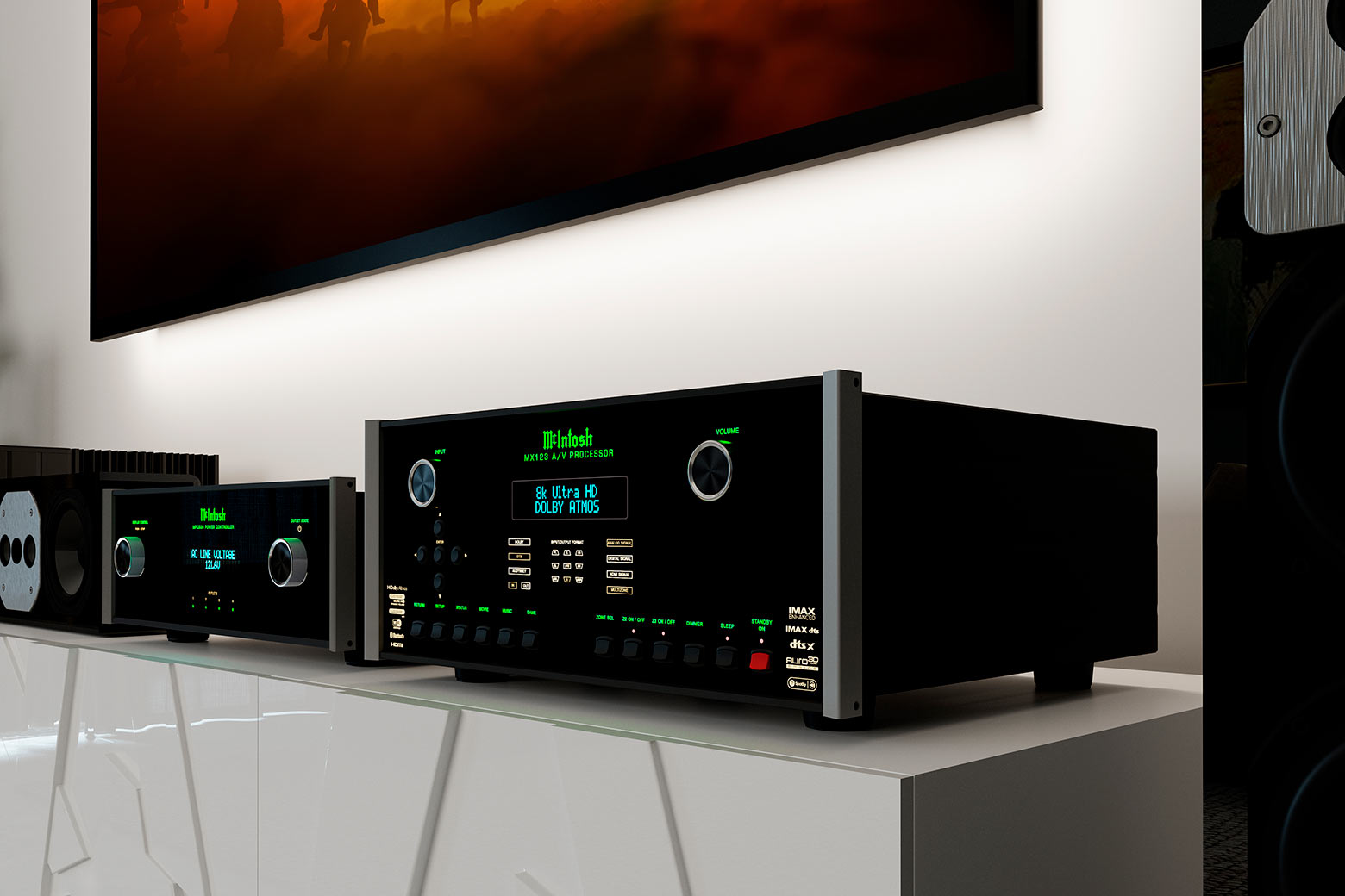 McIntosh MX123 Receptor de audio y video 10 entradas HDMI 4K y 8K, 2 salidas HDMI Dolby Atmos; EDT:X Pro; Auro-3D; IMAX. HDR. 13.2 Canales de audio