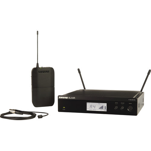 SHURE BLX14R/W93 Sistema de micrófono Omnidireccional Lavalier, Para locutores, presentadores y artistas inalámbrico de montaje en rack 596 a 616 MHz