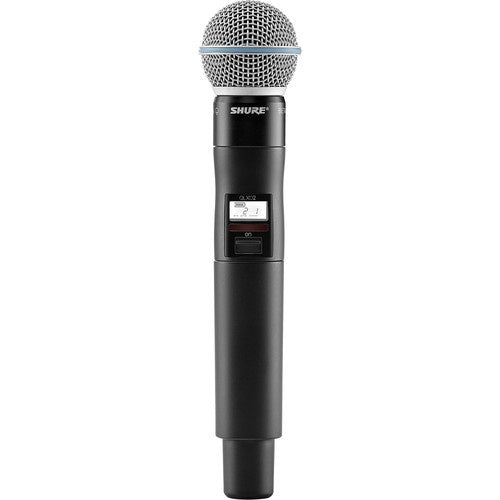 SHURE QLXD2/B58-J50 Micrófono de mano con transmisor inalámbrico digital cápsula Beta 58A, 2560 frecuencias seleccionables (J50A: 572 A 608 + 614 A 616 MHz)