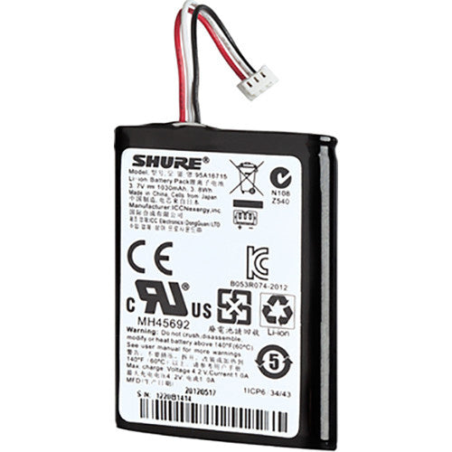 SHURE SB901A Batería recargable de iones de litio de repuesto para Microflex Wireless