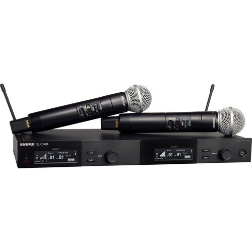 SLXD24D/SM58 Sistema de 2 micrófonos de mano inalámbrico digital de dos canales con cápsulas SM 58,  2 x transmisores de mano.