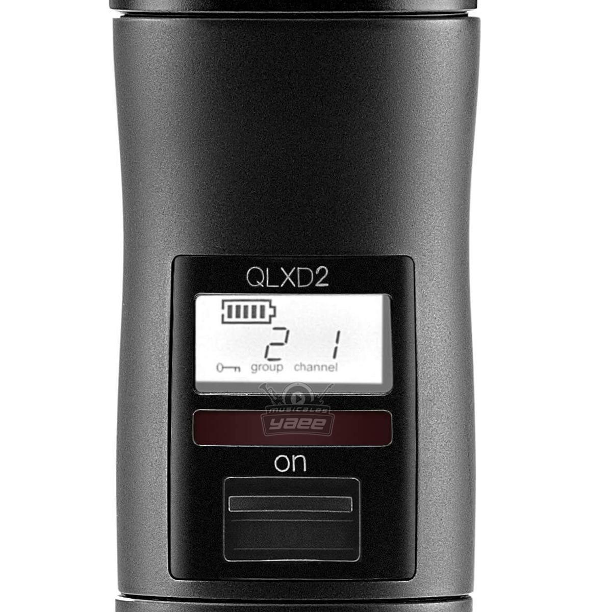 SHURE QLXD2/B58-J50 Micrófono de mano con transmisor inalámbrico digital cápsula Beta 58A, 2560 frecuencias seleccionables (J50A: 572 A 608 + 614 A 616 MHz)